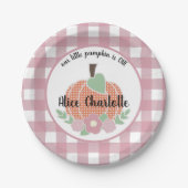 ガールリトルカボキンピンクプレイド1st第1誕生日 ペーパープレート (正面)