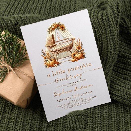 ガールリトルカボチャ秋ボホベイビーシャワー 招待状