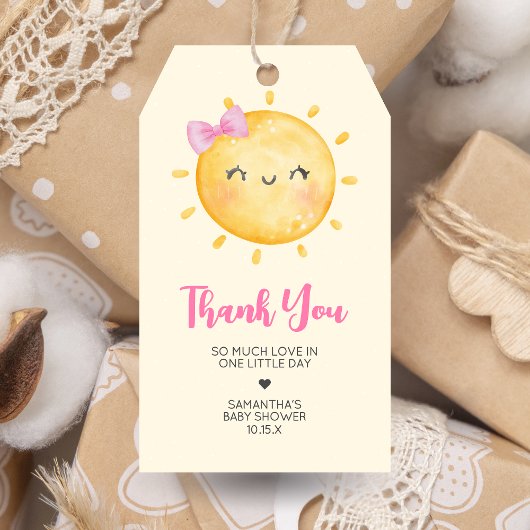 ガールリトルレイオブサンシャインベビーシャワーメッセージカード ギフトタグ