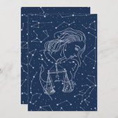 ガールリブラ〔占星術の〕十二宮図サイン 招待状 (正面/裏面)