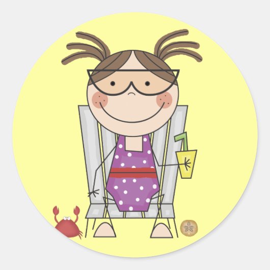 ガールリラックスズのビーチTシャツとギフト ラウンドシール (正面)