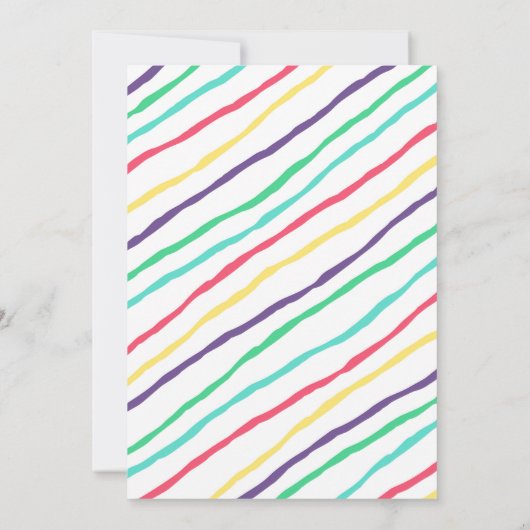 ガールレインボースリープバースランバーパーティー誕生日 招待状 (裏面)