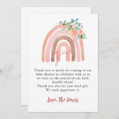 ガールレインボーベビーボホベイビーシャワーサンキューカード 招待状 (正面/裏面)