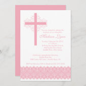 ガールレエレガントース洗礼|《キリスト教》洗礼式や命名式クロス 招待状 (正面/裏面)