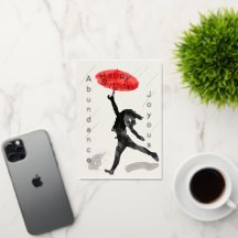 ガールレッドアンブレラフォイル誕生日カードパーソナライズ