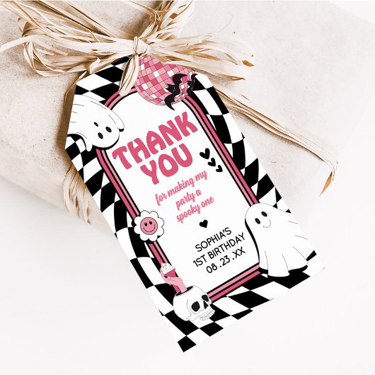 ガールレトロ幽霊ハロウィーン誕生日メッセージカード ギフトタグ