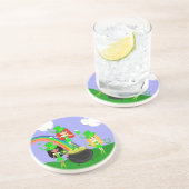 ガールレプレチャウンレインボーと金ゴールドのポット コースター (側面)