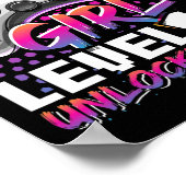 ガールレベル10ロック解除されたビデオゲーム誕生日ギフトギ ポスター (角)