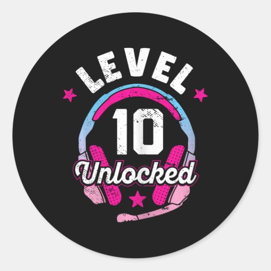 ガールレベル10ロック解除ビデオゲーム10th誕生日Gi ラウンドシール (正面)