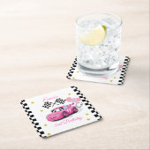 ガールレーシング誕生日プレート | 高速1、高速2 スクエアペーパーコースター (インサイチュ)