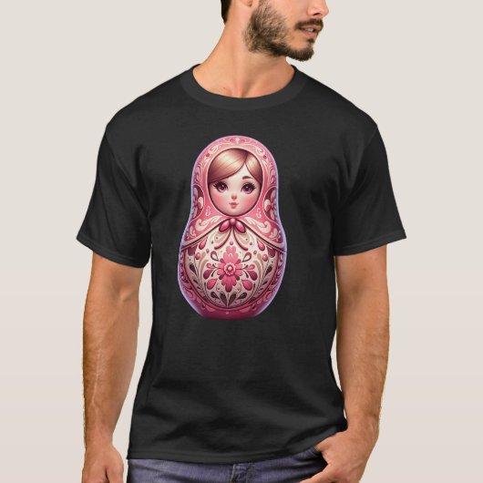 ガールロシアのマトレシュカロシアMatryoshka Tシャツ (正面)