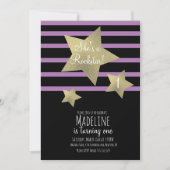 ガールロックスターギタフェイクー金ゴールドスター誕生日 招待状 (正面)