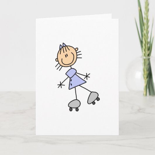 ガールローラースケートで滑るカード カード (正面)