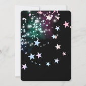 ガールローラースケートで滑るブラックネオンバースデーパーティー 招待状 (裏面)