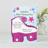 ガールローラースケートで滑る誕生パーティー 招待状 (スタンド正面)