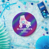 ガールローラースケートで滑る誕生日レッツ転がー ペーパープレート (パーティー)