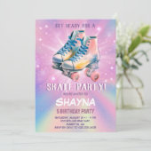 ガールローラースケートで滑る誕生日 招待状 (スタンド正面)