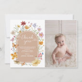 ガールワイルドフラワー1st誕生日パーティー写真 サンキューカード (正面)