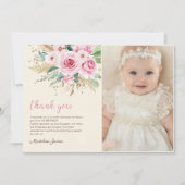 ガールワイルドフラワー1st誕生日パーティー写真 サンキューカード (正面)