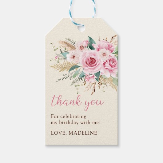 ガールワイルドフラワー1st誕生日パーティー ギフトタグ (正面)