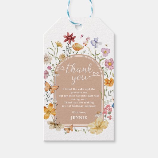 ガールワイルドフラワー1st誕生日パーティー ギフトタグ (正面)