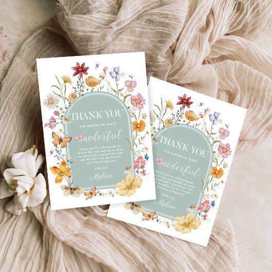 ガールワイルドフラワー1st誕生日パーティー サンキューカード