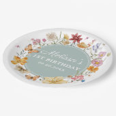 ガールワイルドフラワー1st誕生日パーティー ペーパープレート (アングル)