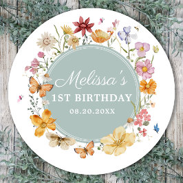 ガールワイルドフラワー1st誕生日パーティー ラウンドシール