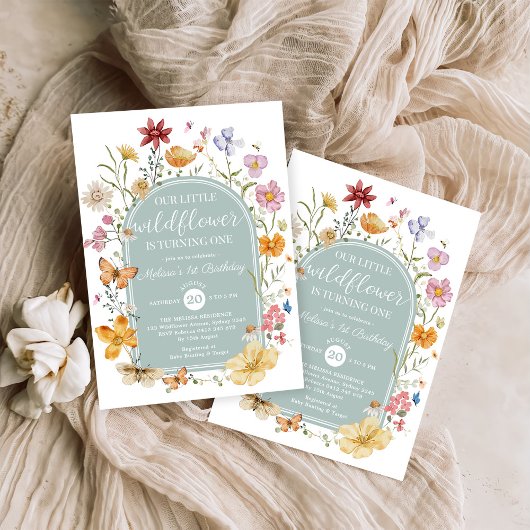 ガールワイルドフラワー1st誕生日パーティー 招待状