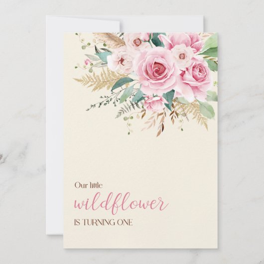 ガールワイルドフラワー1st誕生日パーティー 招待状 (裏面)