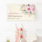 ガールワイルドフラワー1st誕生日パーティー 横断幕 (インサイチュ)