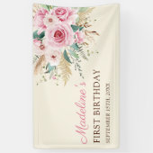 ガールワイルドフラワー1st誕生日パーティー 横断幕 (縦)