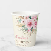 ガールワイルドフラワー1st誕生日パーティー 紙コップ (正面)