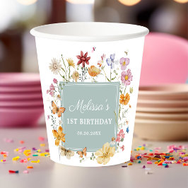 ガールワイルドフラワー1st誕生日パーティー 紙コップ