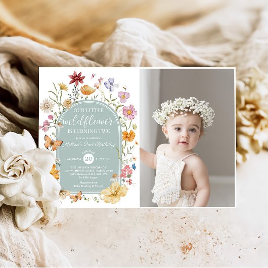 ガールワイルドフラワー2nd誕生日パーティの招待状 招待状