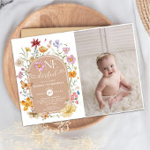 ガールワイルドフラワーOnederful 1st誕生日パーティー写真 招待状