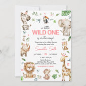 ガールワイルドワンサファリベイビーシャワー 招待状 (正面)