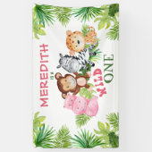 ガールワイルドワンジャングルサファリ1st第1誕生日 横断幕 (縦)