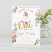 ガールワイルドワンボホトライバルファースト誕生日招待状 招待状 (スタンド正面)