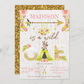 ガールワイルドワンボホファーバースデーパーティー 招待状 (正面/裏面)