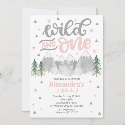ガールワイルドワン第1誕生日招待状 招待状 (正面)