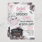 ガールワン不気味ハロウィーン誕生日 招待状 (正面/裏面)