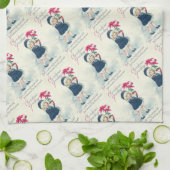 ガールヴィンテージビクトリアンクリスマスキッチンタオル キッチンタオル (折り畳み)