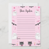 ガール不気味ハロウィーン時間カプセルノートメイスン サンキューカード (正面)