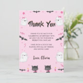 ガール不気味ハロウィーン誕生日パーティー サンキューカード (スタンド正面)