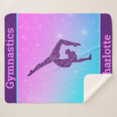 ガール体操ハンドスタンドパープルアクアパーソナライズされた シェルパブランケット (正面(横))