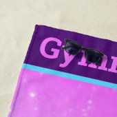 ガール体操ハンドスタンドパープルアクアパーソナライズされた ビーチタオル (インサイチュ)