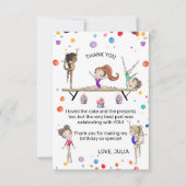 ガール体操バースデーパーティーフラットサンキューカード サンキューカード (正面)