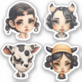 ガール動物愛好家 シール (正面)