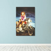 ガール及びオートバイキャンバス キャンバスプリント (インサイチュ (ウッドフロア))